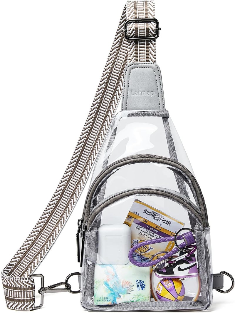 LATMAP Clear bags Stadium Approved Crossbody Sling Bag Fanny Pack Backpack Purses for Women Men Belt bag for stadium events - Image 1